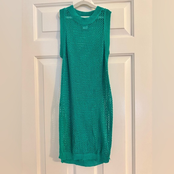 Beach Lingo Sz M Turquoise Mesh Beach Cover-Up - Picture 4 of 8